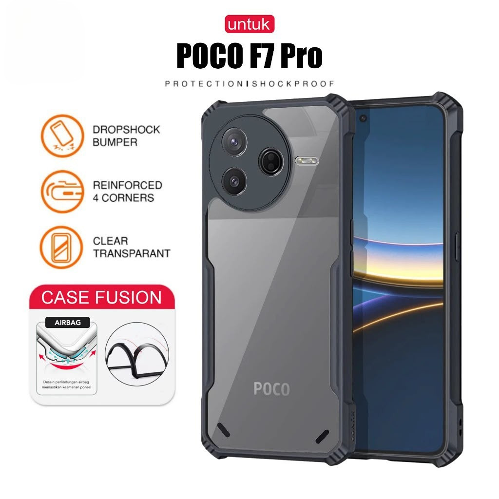 CASE XIAOMI POCO F7 PRO / POCO F7 ULTRA CASE TRANSPARENT CLEAR FUSION ANTI SHOCKPROOF สีดํา
