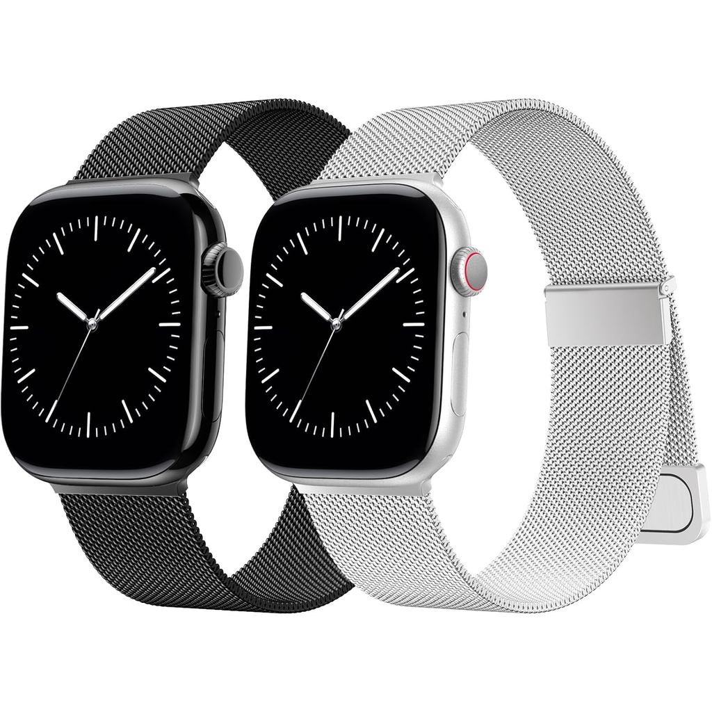 AMSKY2PiecneticBands สาย AppleWatch ที่รองรับ 44mm40mm46mm42mm45mm41mm38mm49mm สายโลหะมิลานพร้อมแม่เ