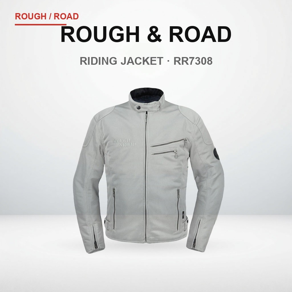 Rough & Road Motorcycle Riding ZIP Mesh Jacket EM - All Silver, Size L, Model RR7308