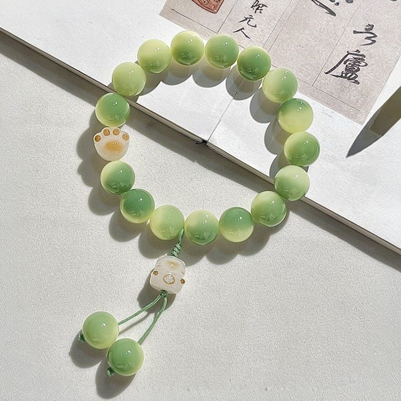 Finger-Wrapping Soft Little Lime Lime Jacquard Front Drunk Cat Claw Bracelet Hand Twist Bracelet Han