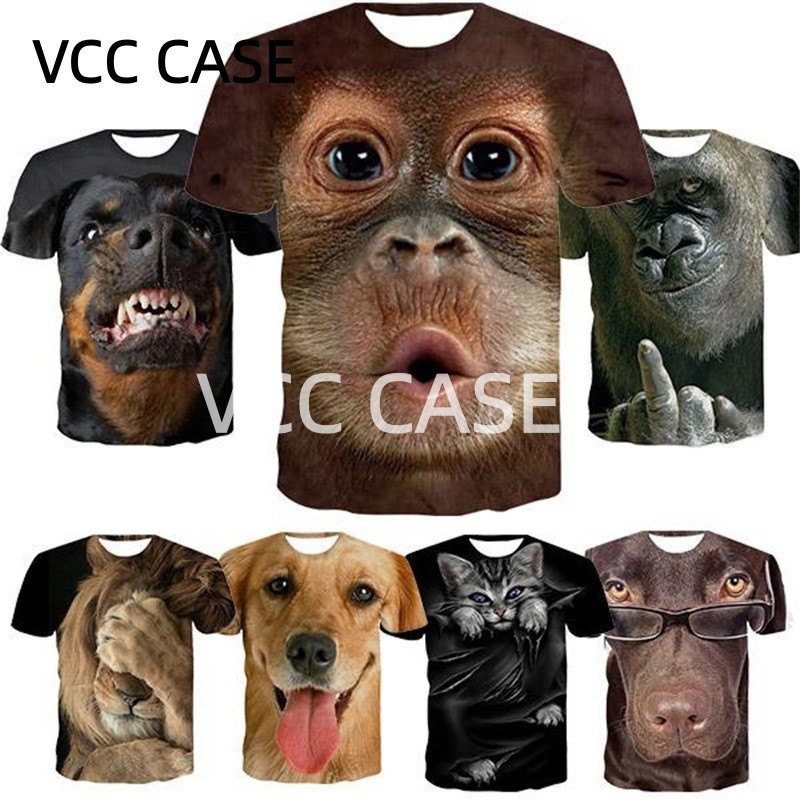 [Local Stock] VCC พิมพ์ตลกสัตว์สุนัขสิงโตกราฟิกTเสื้อสําหรับชายลําลองO-คอสั้นแขนเสื้อTee Tops Street