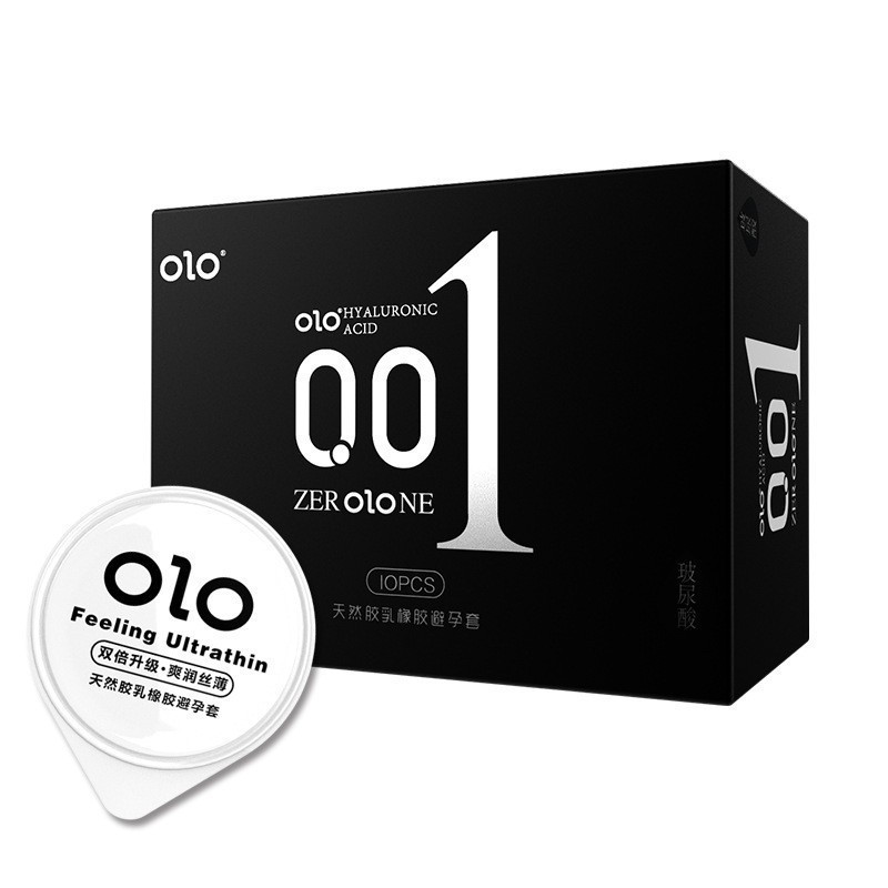 พร้อม Strawolo Condom 001 Ultra-Thin 10pcs Hyaluronic Acid Jelly Male God Condom Lightning Storage C