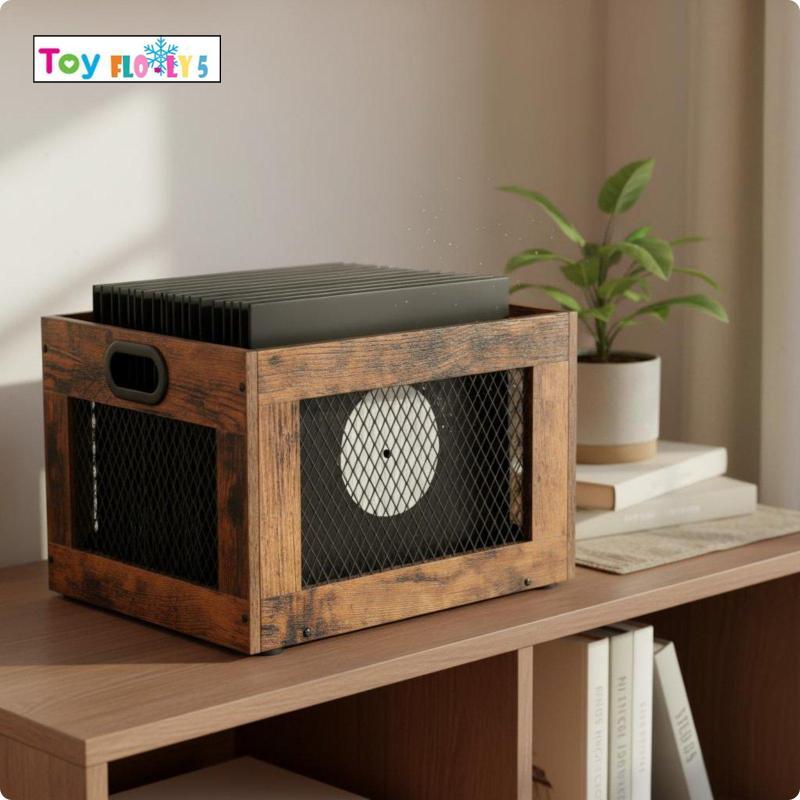[Flurishroly5] Records Storage Crate with Handle Vinyl Records Organizer Mesh Side Panels Vinyl Orga