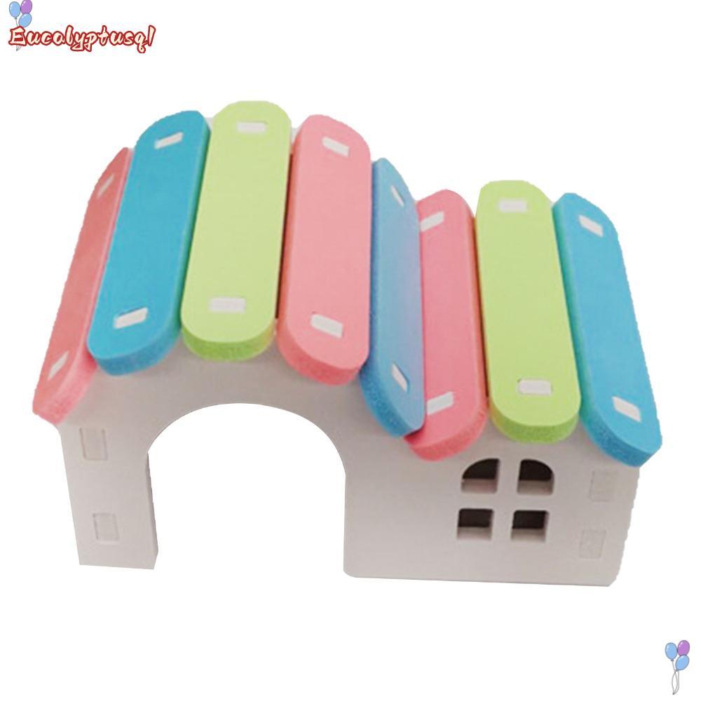 EUCALYPTUSQ1 Hamster House Hideout, กันน้ํา Hard Small Animal Hideout, สีสัน PVC ทนทาน Breathable Sm