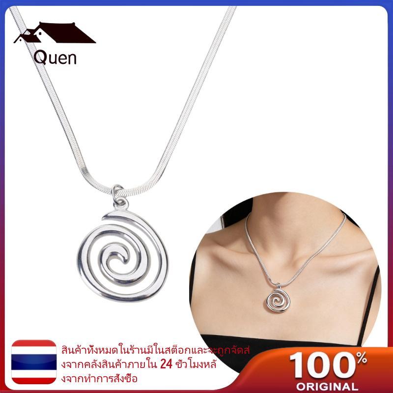 Quyn Elegant Swirl Pendant Necklace Round Circle Neckchain Grunge Style Accessory