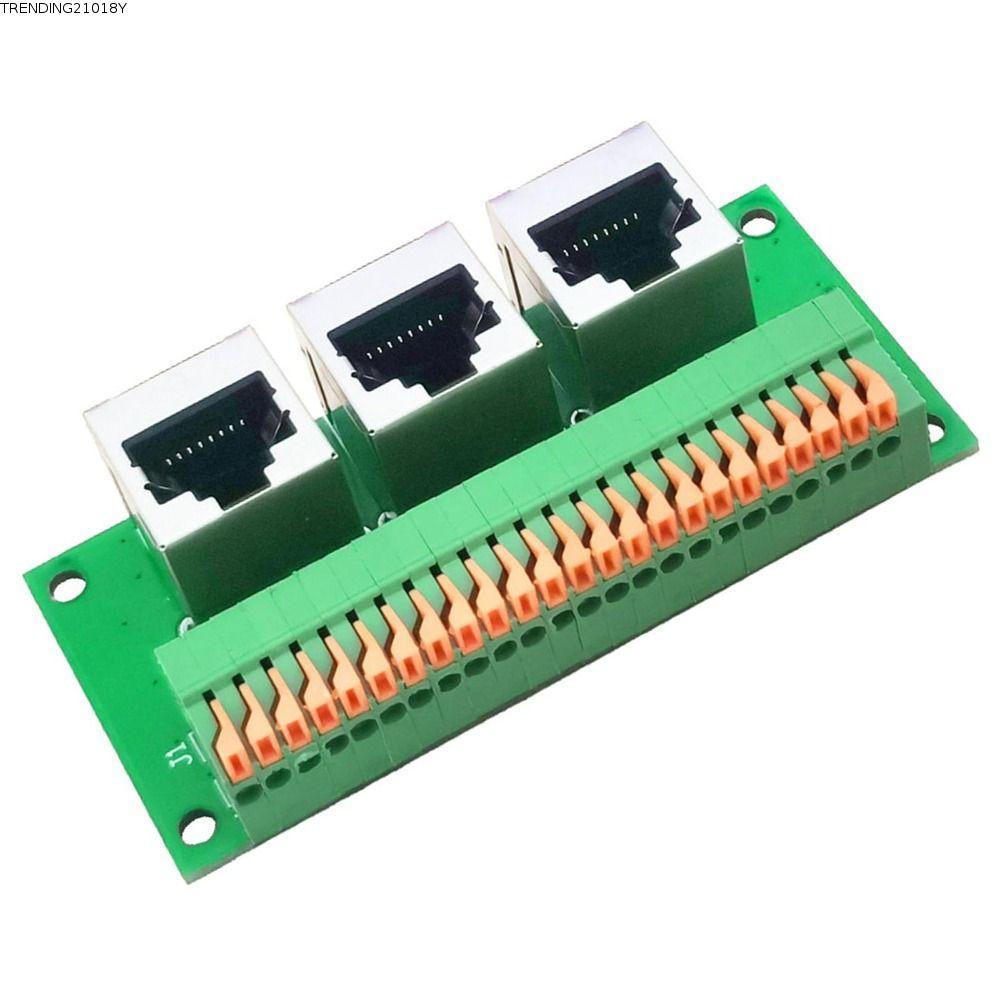 กําลังมาแรง21014U RJ45 ขั้วต่อหญิง, เทอร์มินัลสปริงสามทาง RJ45 Breakout Board, Professional Solderle