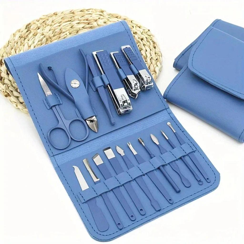 16Pcs Professional Nail Clippers Cuticle Nippers Set with Travel Bag Portable Nail Care Manicure Set