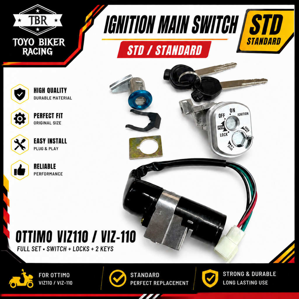 Ottimo VIZ 110 VIZ110 VIZ-110 จุดระเบิดสวิทช์หลักชุดสวิทช์สวิทช์หลัก Suis Key Rumah Kunci Ottimo VIZ