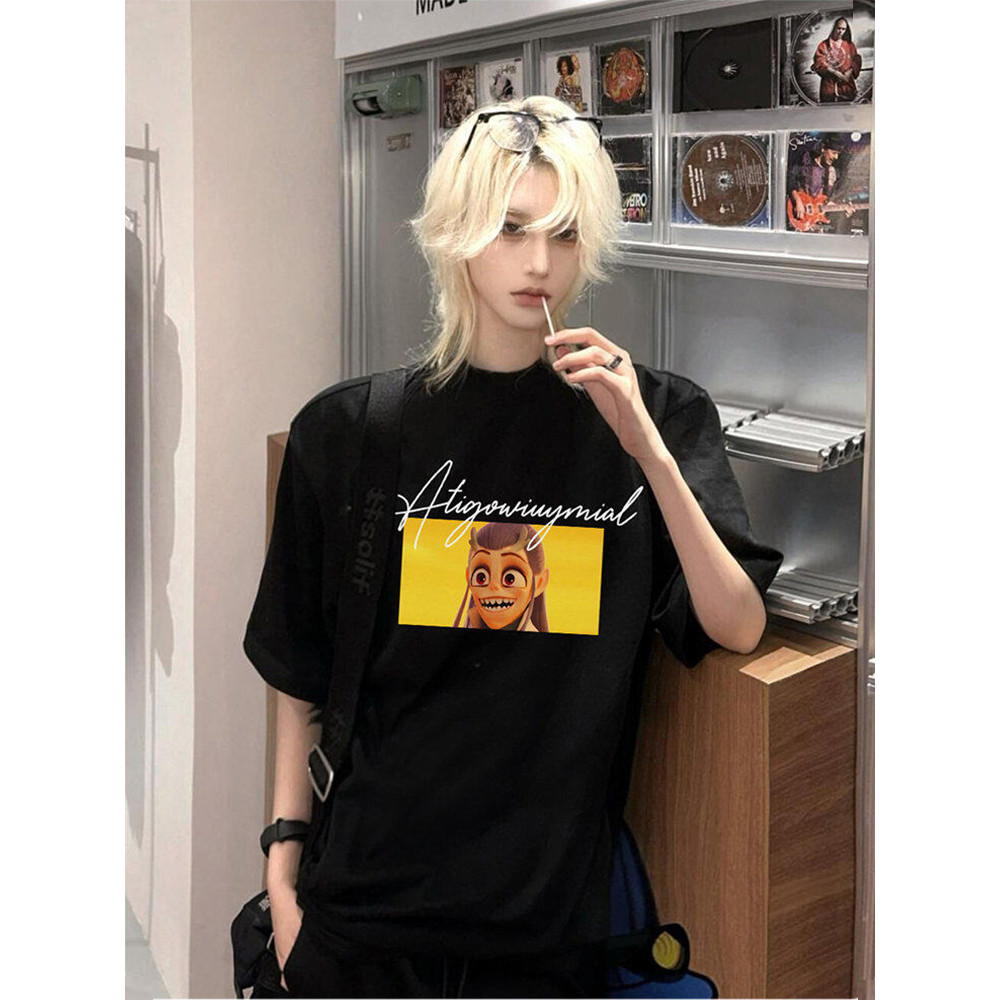 Naza Haihai Merchandise เสื้อยืดแขนสั้นผู้ชายฤดูร้อน 280g เส้นด้ายคู่หนักผ้าฝ้ายแท้คอเล็กคู่ครึ่ง-