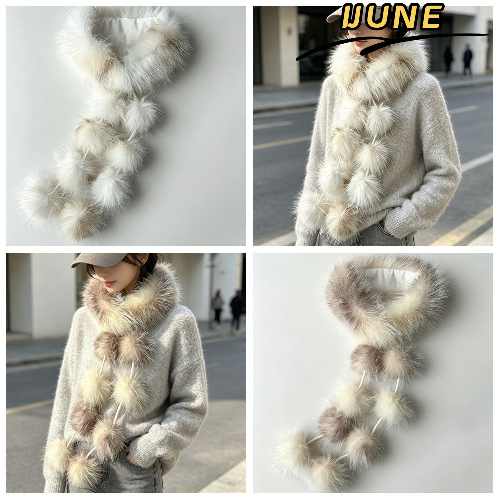 IJUNE Faux Fur ผ้าพันคอ, Fluffy Trim Faux FUR FUR FUR Collar ผ้าพันคอ,คุณภาพสูงน้ําหนักเบา Soft Plus