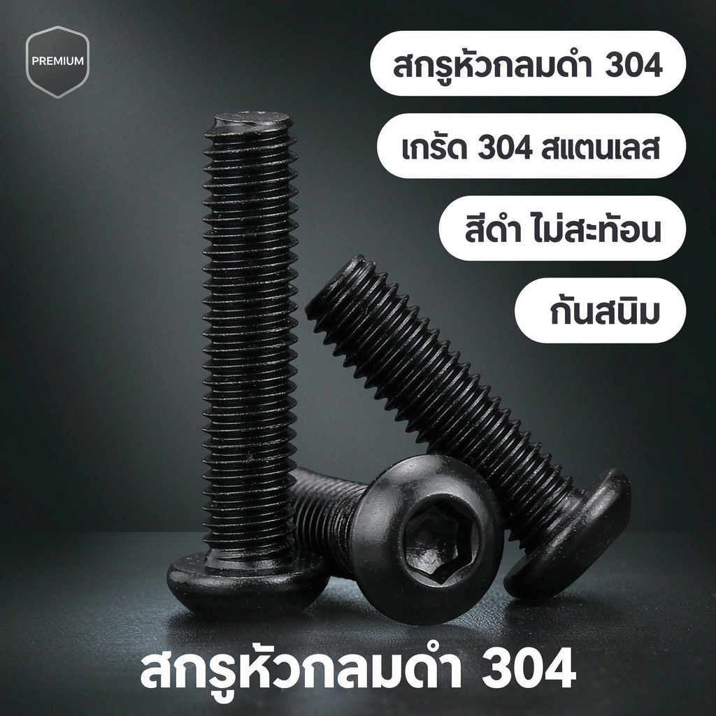 สีดํา 304 สแตนเลสสตีลหัวกลมหกเหลี่ยมสกรู ISO7380 หัวกลม bolt, สกรูหัวกระทะ M2/M2.5/M3/M4/M5/M6/M8 * 