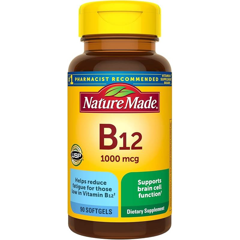Nature Made วิตามิน B12 1000 mcg, ผลิตภัณฑ์เสริมอาหารสําหรับการสนับสนุนการเผาผลาญพลังงาน, วิตามิน B1