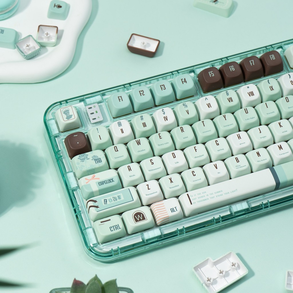 Mint Mambo Coffee Keycap Cherry/SOA Profile 120 คีย์ PBT PC ห้าด้าน Dye Sublimation Aula F75 F99 RK1
