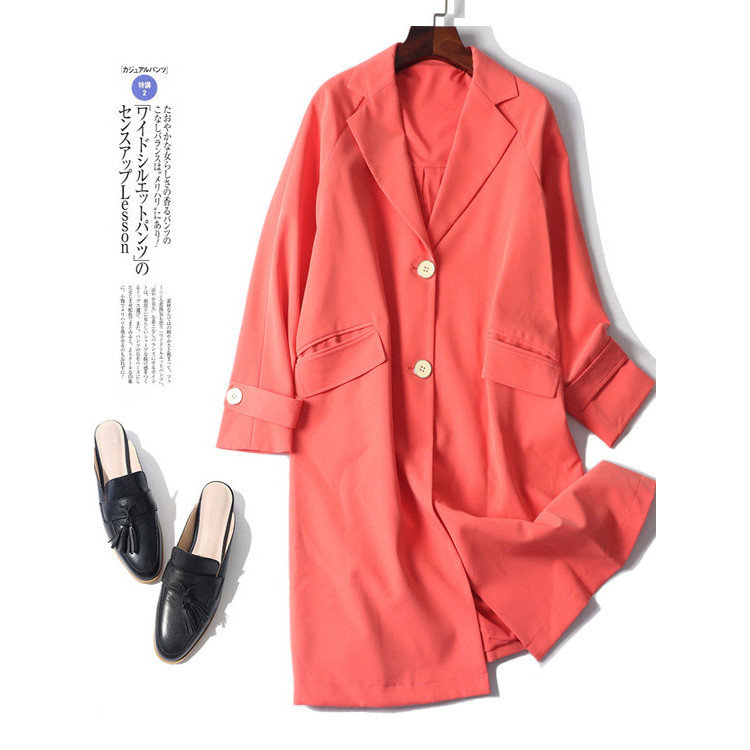 Urban Commuter เสื้อผ้าผู้หญิงเรียบร้อย Tailoring ฤดูใบไม้ผลิฤดูใบไม้ร่วงสไตล์หลวมสีทึบWindbreaker J