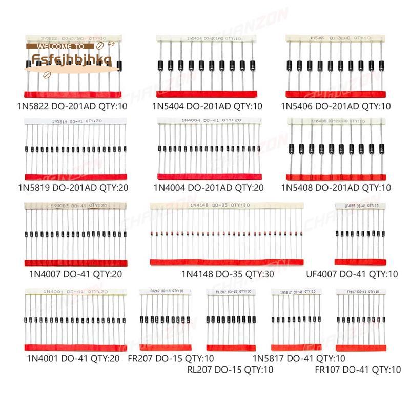 [fsfejhbjhkq]200 ชิ้น Fast Switching Schottky Diode Kit 1N4001 1N4004 1N4007 1N5408 UF4007 FR207 1N5
