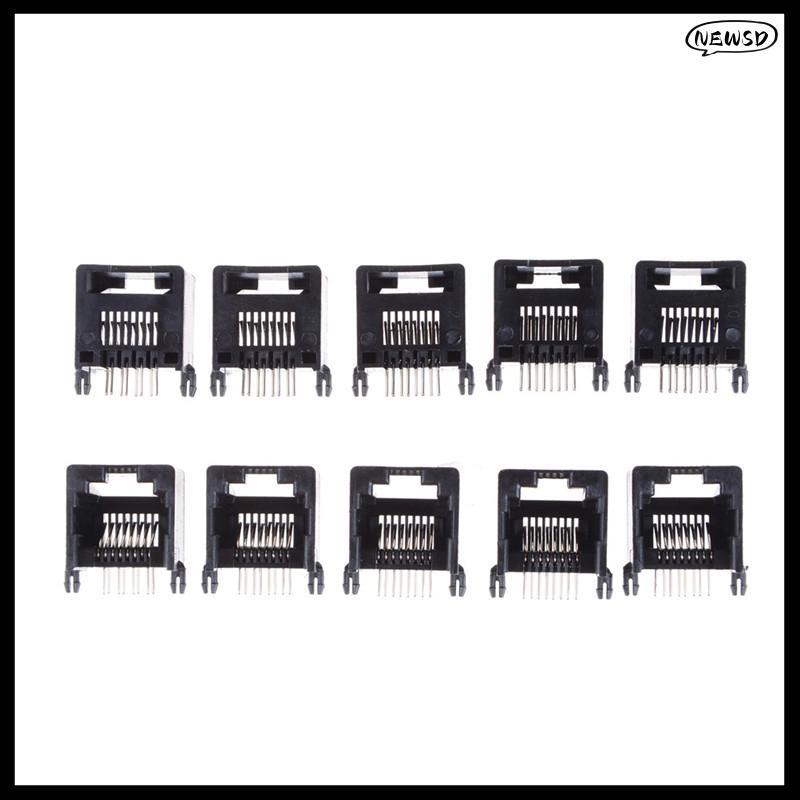 NEWSD 10 ชิ้น Unshielded RJ11 RJ45 8P8C เครือข่าย Modular PCB Connector Jas Connector DDC