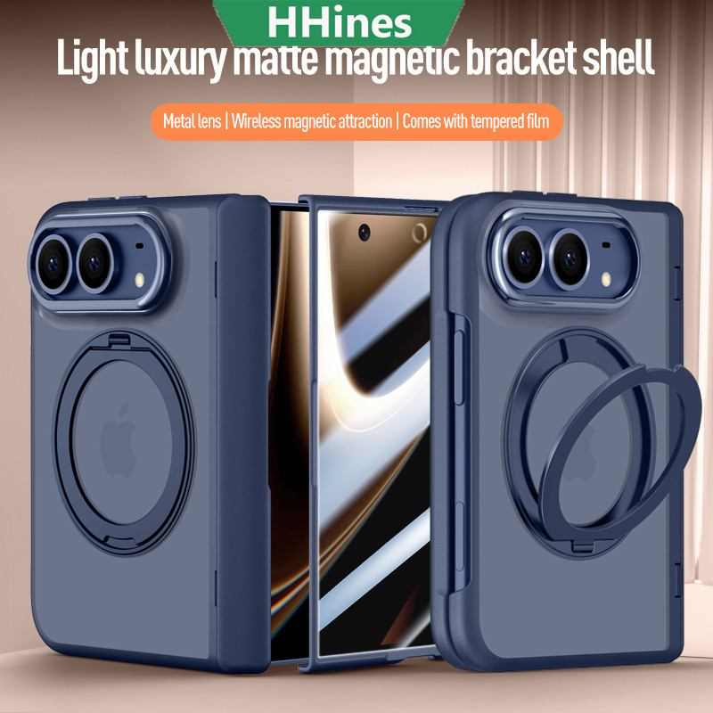 เคสแม่เหล็กหมุนได้ 360 องศา รองรับ MagSafe สําหรับ iPhone Ultra/18 พับ พร้อมฟิล์มกันเสือก HD