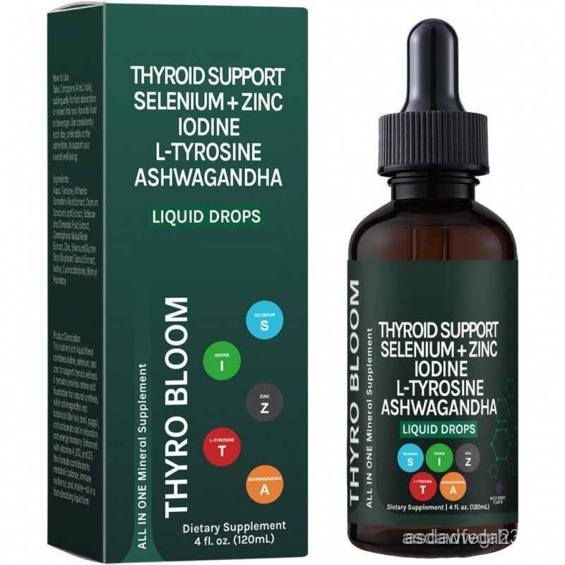 ThyroidSupportLiquidDrops,LiquidFormealwithSelenium,Zinc,Iodine,L-Tyrosine,AshwagandhaforHormoneBala