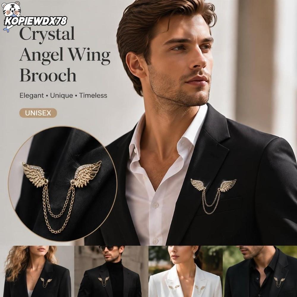KOPIEWDX78MN เข็มกลัดปก, ตกแต่งประกาย Angel Wing เข็มกลัด, ความปลอดภัย PIN กลับคริสตัล Corsage เข็มก