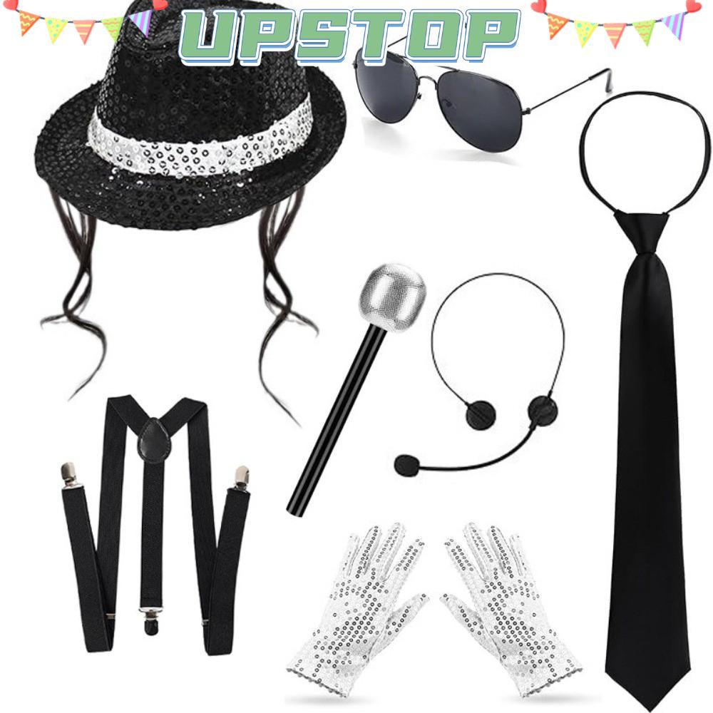ชุดอุปกรณ์เสริมเครื่องแต่งกาย UPSTOPBO, เลื่อมหมวก Fedora ถุงมือ Rhinestone เครื่องแต่งกายประสิทธิภา