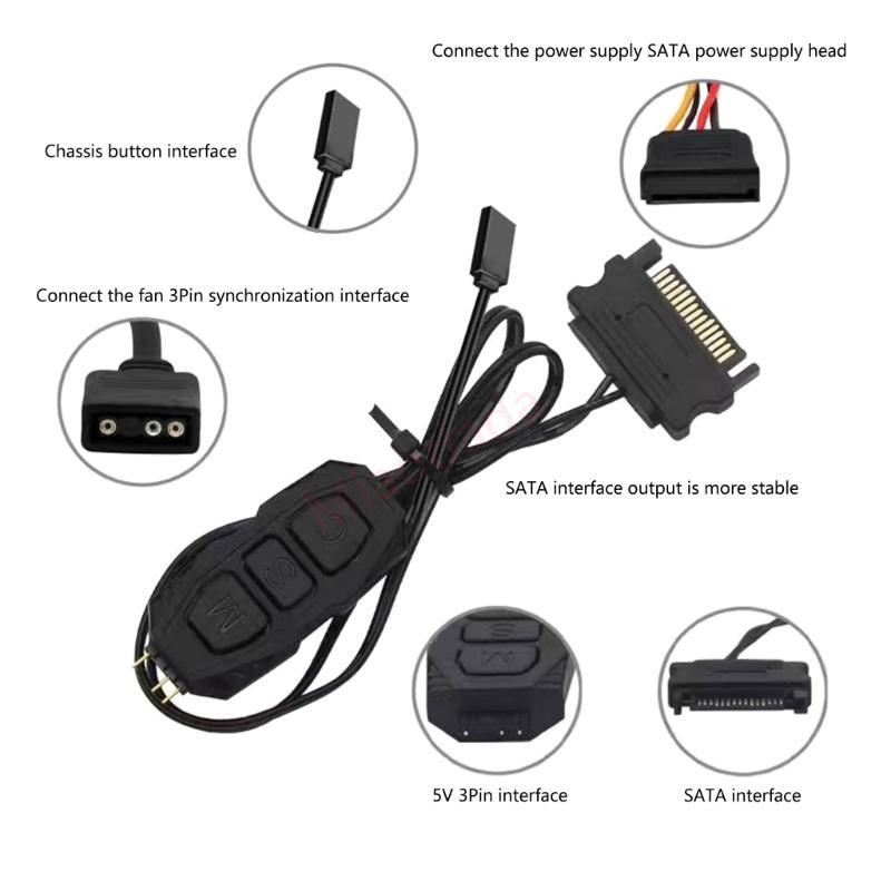 MDD ARGB Controller 5V 3Pin ARGB Controller แหล่งจ่ายไฟแถบไฟรีโมทคอนโทรล ARGB Sync Controller สาย