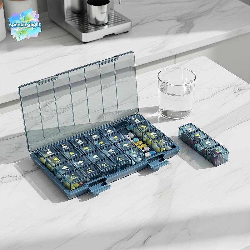 SPGH 7-Day Pill Organizer, 3/4-Times Daily, 21/28 กริด, กันน้ําร้อน