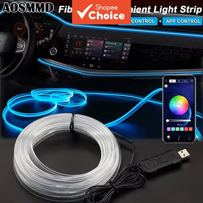แถบไฟแอลอีดี RGB ขนาด 5 เมตร แบบไฟเบอร์ออปติก ควบคุมผ่านแอปและเชื่อมต่อด้วย USB เพื่อสร้างบรรยากาศภายใน