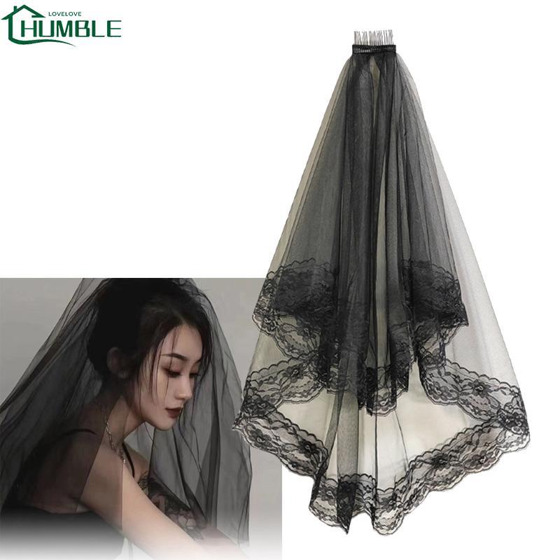 Humble Wedding Veil สําหรับงานแต่งงาน Hen Party เจ้าสาว Veil Hen Party Mantilla Black
