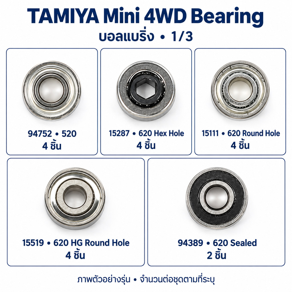 TAMIYA Mini 4WD Bearing ลูกปินล้อทามิย่าแท้ 15111 15287 15393 15519 15523 15531 53508 94381 94389 94