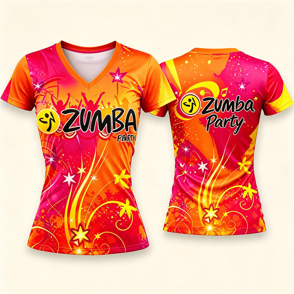 ผู้หญิง Zumba Party V คอ T เสื้อ Vibrant ตําแหน่งพิมพ์เต้นรําด้านบนสําหรับออกกําลังกายฟิตเนส