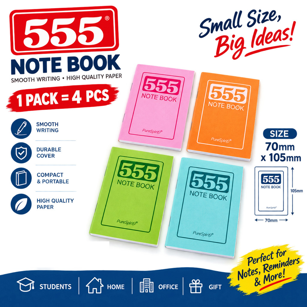 555 NOTE BOOK / BUKU 555 ( 1PACK =4PCS ) 70MM*105MM