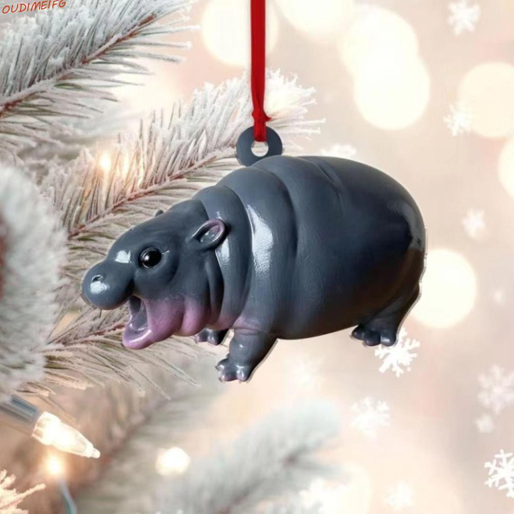 OUDIFG Moo Deng Hippo เครื่องประดับ, หมูเด้งน่ารัก Pygmy Hippopotamus รูปปั้น, เครื่องประดับโต๊ะสะสม