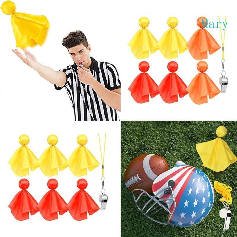 ธงผู้ตัดสินแมรี่ 6 ชิ้น ธงโทษสําหรับฟุตบอล Ref Umpire Coaches Challenge Flags
