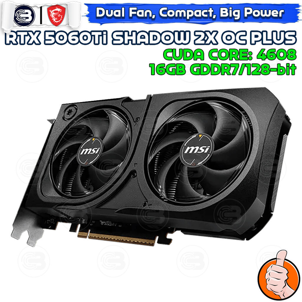 [CoolBlasterThai] MSI GeForce RTX 5060Ti 16G SHADOW 2X OC PLUS GDDR7 (3Y)