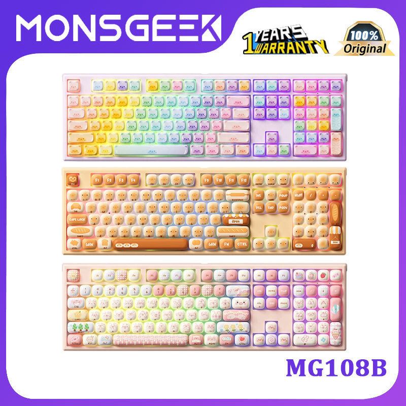 Akko x MonsGeek MG108B Bun Wonderland Multimodes Mechanical Keyboard พร้อม hotswappable RGB MOG Prof
