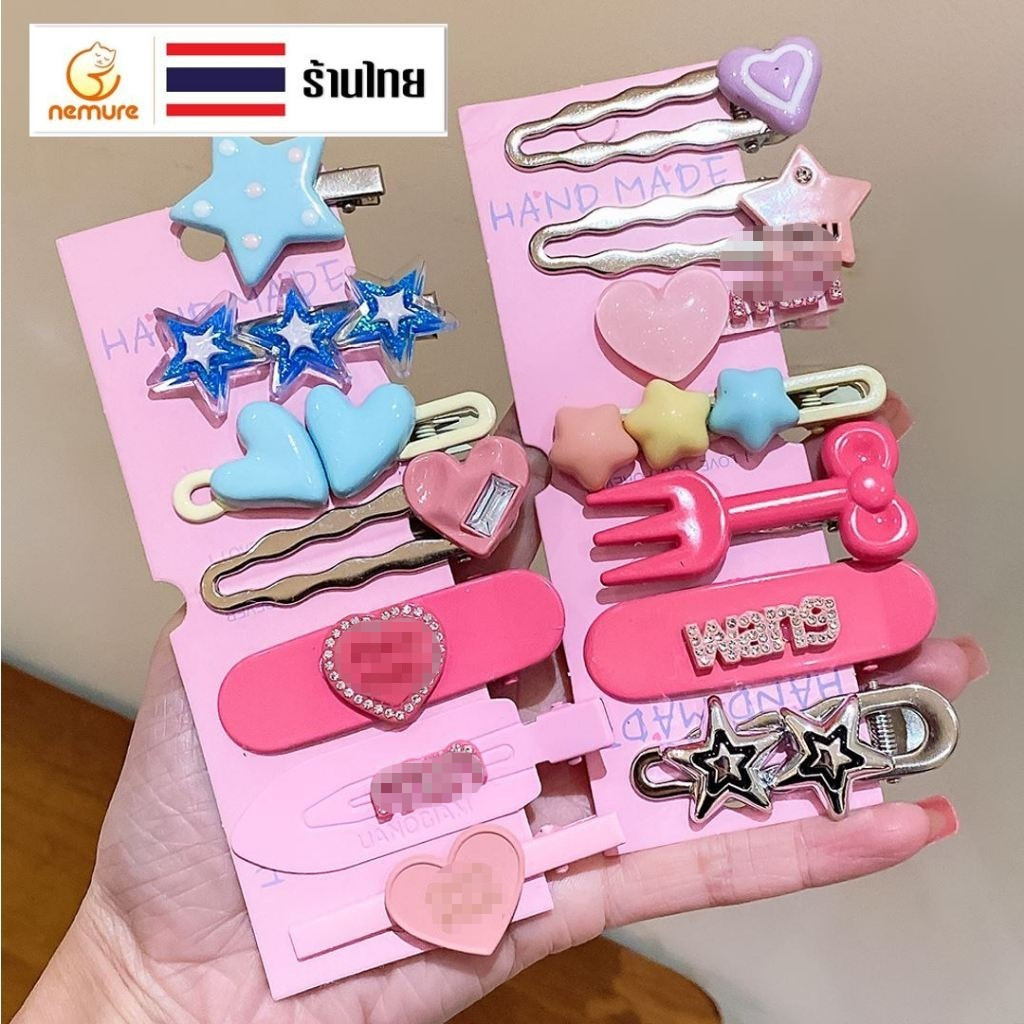 (A-311) กิ๊บติดผม แฟชั่น สีพาสเทล สดใส ลายการ์ตูนของเล่น ดาว หัวใจ หน้ายิ้ม มี 6 แบบ เลือกแบบได้ ขายเป็นเซ็ต