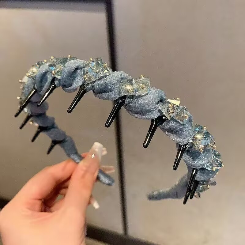 ห่วงผมคริสตัลสำหรับผู้หญิง ผมหยิก อเนกประสงค์ พร้อมกิ๊บสีแดง ของแต่งกายผม - รูปที่ 5