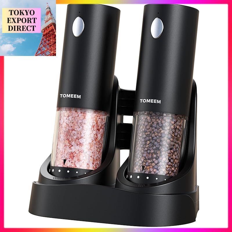 TOMEEM Electric Mill - Electric Pepper Mill [with Charging Base] Salt Mill Rechargeable Salt and Pep