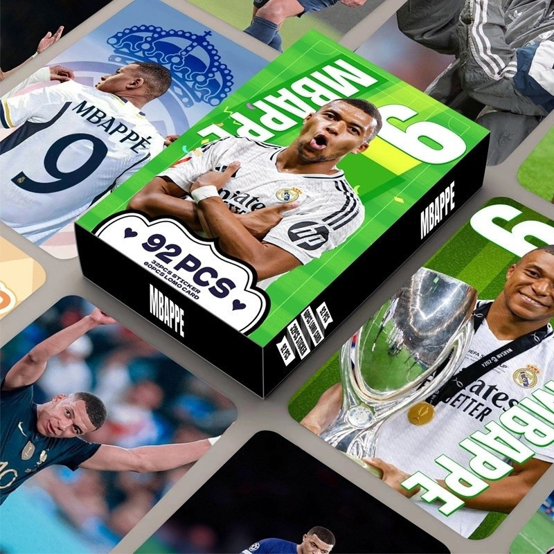 60 ชิ้นฟุตบอลสติกเกอร์การ์ดขนาดเล็ก C Roh RALDO MBAPPE MBAPE MESSI MESSI Star Collection Card