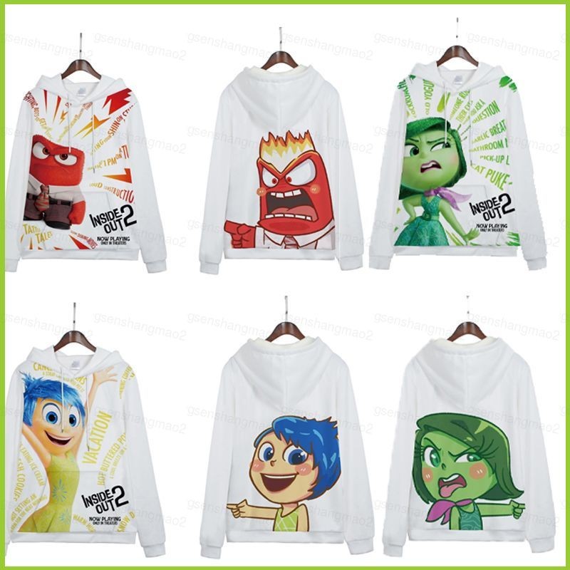 PS2 ภายใน 2 Anger Joy Embarrasment Disgust ความวิตกกังวล Hoodie อะนิเมะเสื้อกันหนาว Unisex แขนยาวคอส