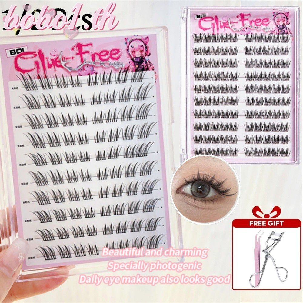 1/2 ชิ้น BQI ขนตาปลอมกาวฟรี Segmented False Lashes ธรรมชาติจําลองเครื่องสําอางแบบใช้ซ้ําได้ [PH ท้อง