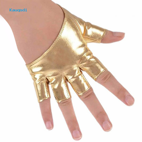 KAU Lady Fashion Faux Leather Half Finger Gloves Driving Pole Dancing Show Gloves