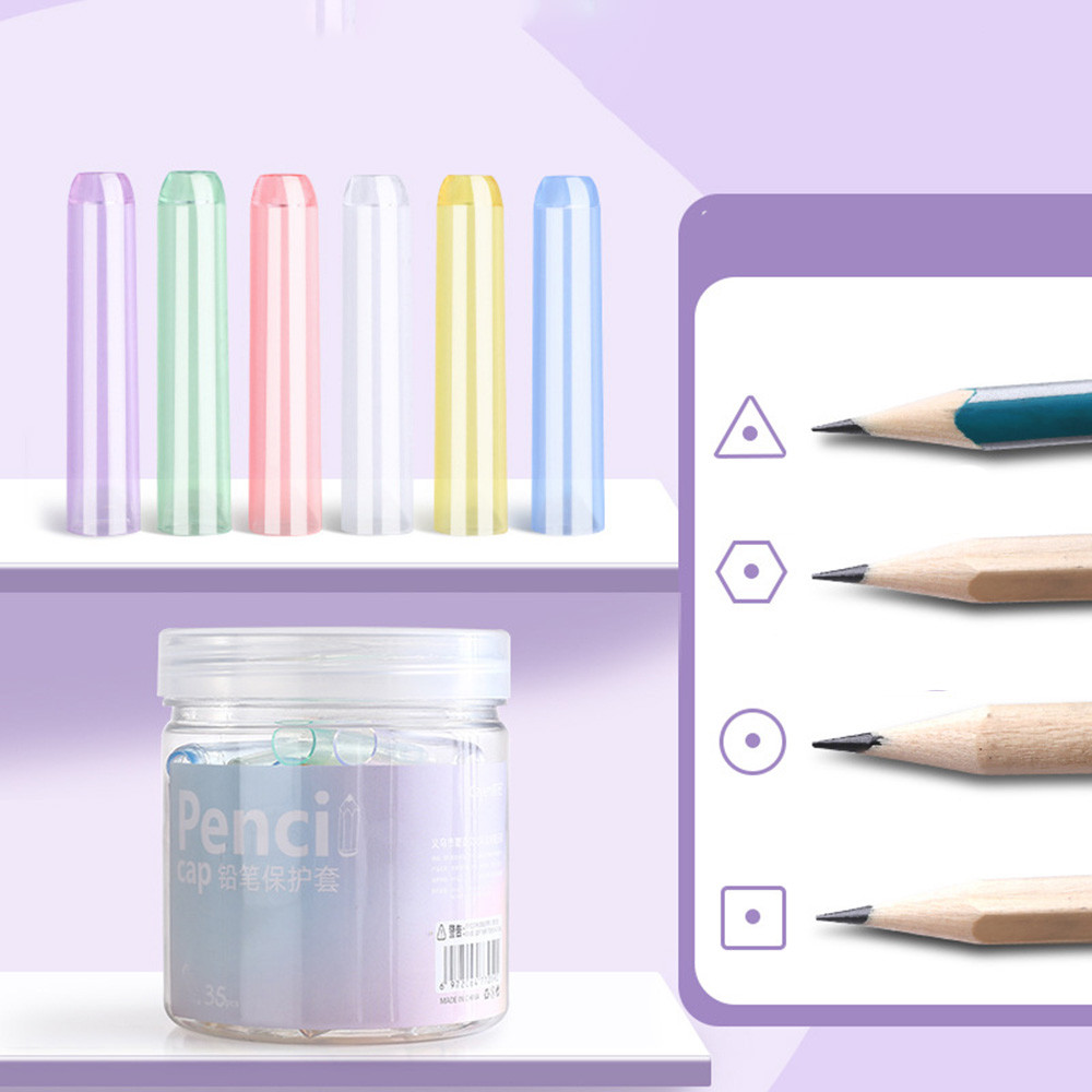 [จัดส่งในพื้นที่]35 ชิ้น Ranspaear Pencil Cap การ์ตูนน่ารักนักเรียนชั้นประถมศึกษาใช้ดินสอ Extension ฝาครอบป้องกัน