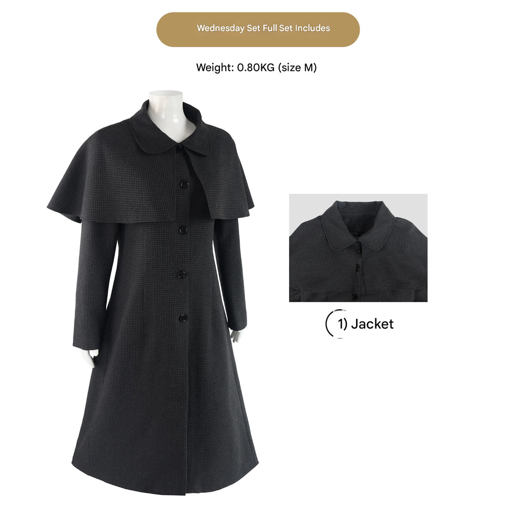 ชุดนักเรียน Adam's Family Wednesday เครื่องแต่งกาย Halloween พร้อมสวมใส่