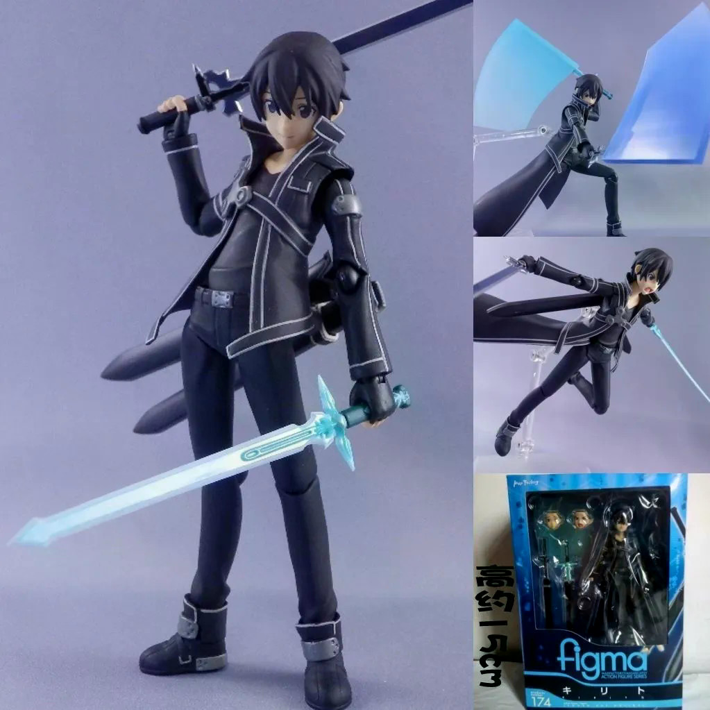 อะนิเมะ SAO Kirito Kazuto Asuna Figma 174 PVC Action Figure รูปปั้นสะสมของเล่นตุ๊กตาของขวัญ