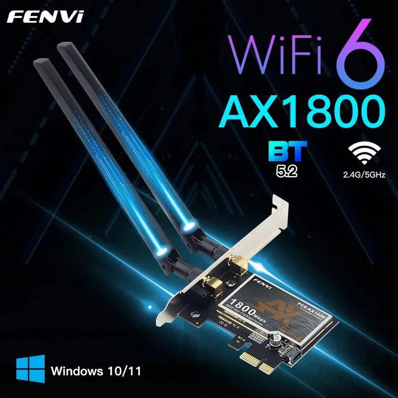 FENVI WiFi 6 PCIe อะแดปเตอร์ 1800Mbps AX1800 ไร้สายเดสก์ท็อป PCIe อะแดปเตอร์ BT5.2 802.11AX Dual Ban