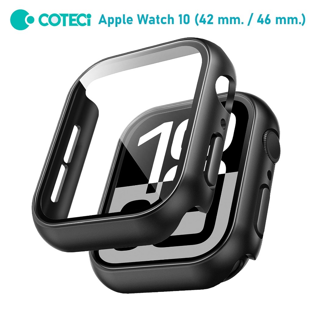 COTECI เคสแอปเปิ้ลวอช Apple Watch 10 (42 mm/46 mm) เคสรอยหน้าจอ เคสกระจกกันรอยหน้าจอ