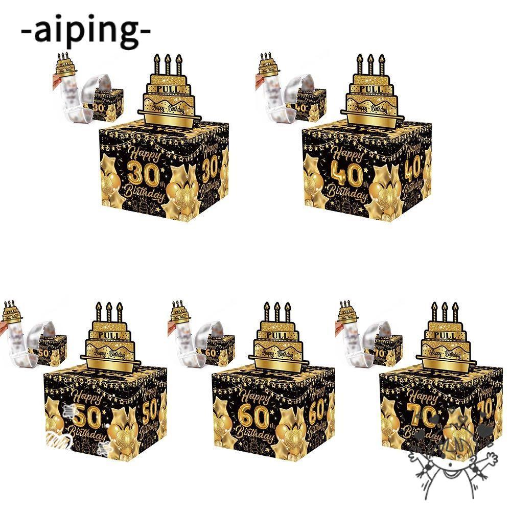AIPING กล่องของขวัญดึงเงินสด, 30th 40th 50th Happy Birthday Money Box, Fuuny Paper Birthday Creative