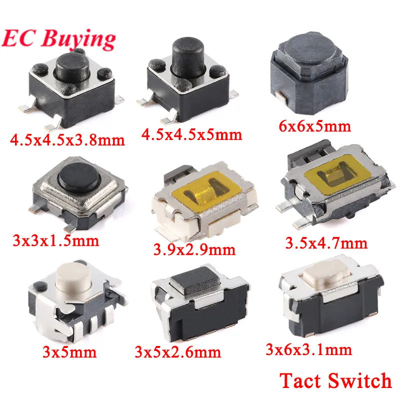 100 ชิ้น/5 ชิ้น Tact สวิทช์ 6X6X5 4.5*4.5*3.8 4.5*4.5*5 6*6*5 3*3*1.5 3*5*2.6 3*6*3.1 สวิทช์ปุ่มกด Mute เงียบสวิทช์