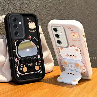 เหมาะสําหรับ Samsung A16 A26 A36 A56 5G เคสโทรศัพท์ใหม่น่ารักหมีกระจกขาตั้ง lprotective พร้อมความงามปกอ่อน JT07